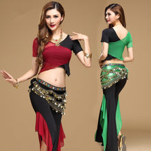 Load image into Gallery viewer, bellydance pratice clothing indian set  Top&amp;Pants&amp;Belt - letsdancestore