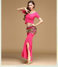 Load image into Gallery viewer, bellydance pratice clothing indian set  Top&amp;Pants&amp;Belt - letsdancestore