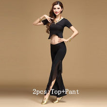 Load image into Gallery viewer, bellydance pratice clothing indian set  Top&amp;Pants&amp;Belt - letsdancestore