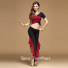 Load image into Gallery viewer, bellydance pratice clothing indian set  Top&amp;Pants&amp;Belt - letsdancestore
