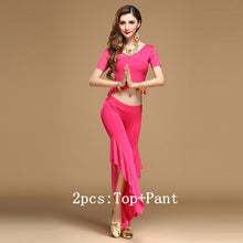 Load image into Gallery viewer, bellydance pratice clothing indian set  Top&amp;Pants&amp;Belt - letsdancestore