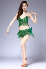 Load image into Gallery viewer, Belly Dance Top Bra Belt Hip Skirt Dress Performance Set Sexy Party - letsdancestore