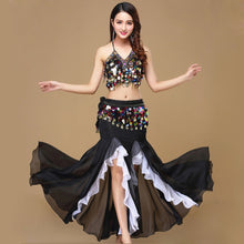 Load image into Gallery viewer, 9 Colors Bellydance Sequins Beaded Outfits Bra Belt Skirt - letsdancestore