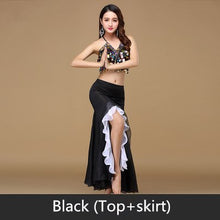 Load image into Gallery viewer, 9 Colors Bellydance Sequins Beaded Outfits Bra Belt Skirt - letsdancestore