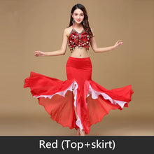 Load image into Gallery viewer, 9 Colors Bellydance Sequins Beaded Outfits Bra Belt Skirt - letsdancestore