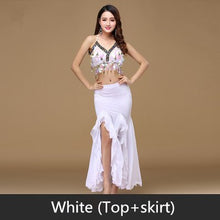 Load image into Gallery viewer, 9 Colors Bellydance Sequins Beaded Outfits Bra Belt Skirt - letsdancestore
