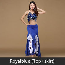 Load image into Gallery viewer, 9 Colors Bellydance Sequins Beaded Outfits Bra Belt Skirt - letsdancestore